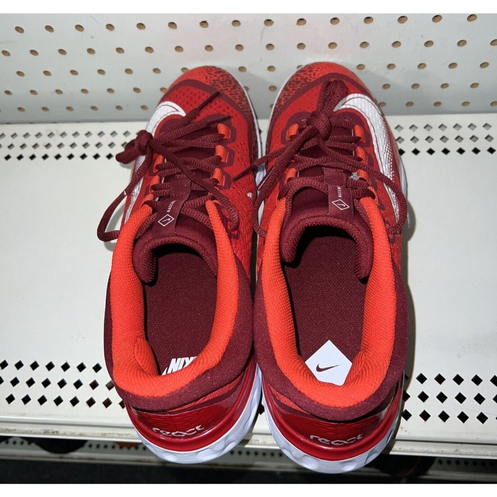 Nike Alpha Huarache Elite 4 Low Mens Metal Baseball Cleats Size 7.5 Red White - Picture 2 of 8